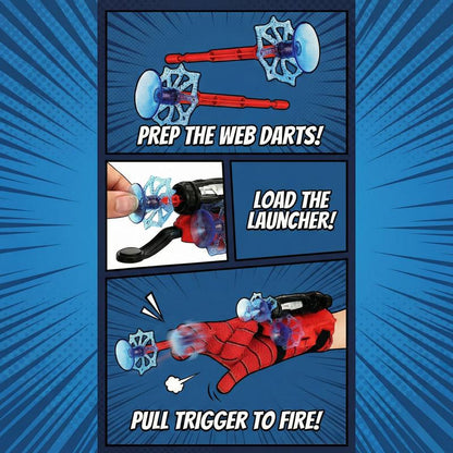 Spider Web Wrist Launcher Toy with Soft Suction Cup Darts