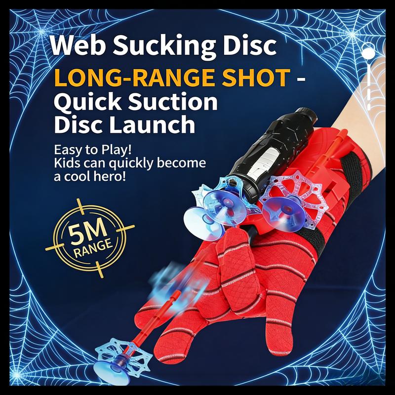 Spider Web Wrist Launcher Toy with Soft Suction Cup Darts