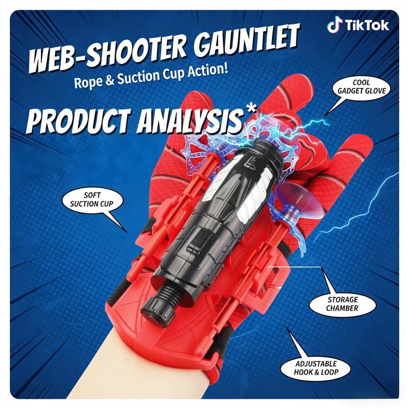Spider Web Wrist Launcher Toy with Soft Suction Cup Darts