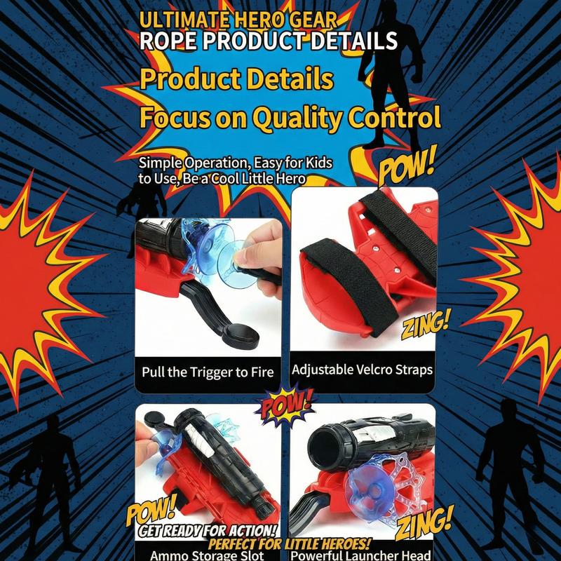 Spider Web Wrist Launcher Toy with Soft Suction Cup Darts