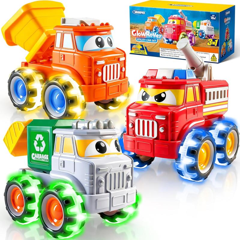 Glow-in-the-Dark Monster Truck Push and Go Toys Set