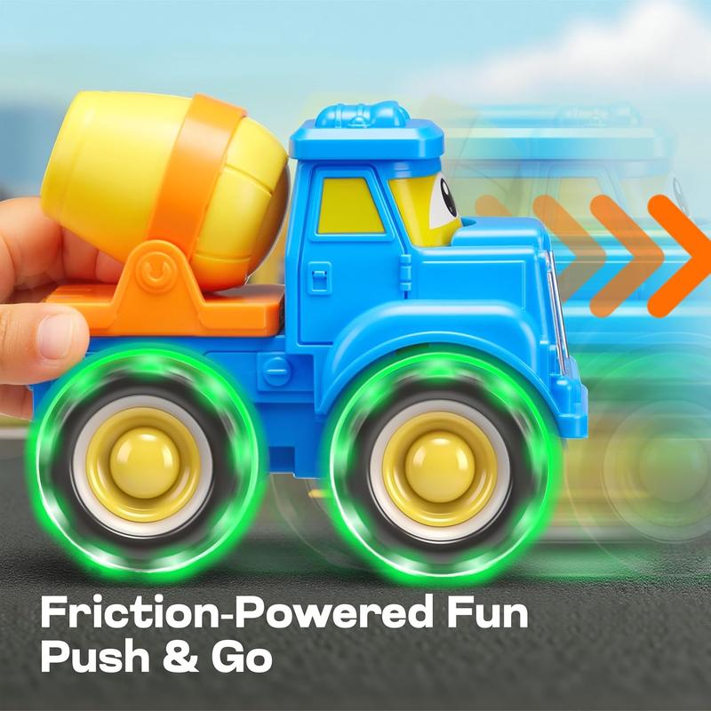 Glow-in-the-Dark Monster Truck Push and Go Toys Set