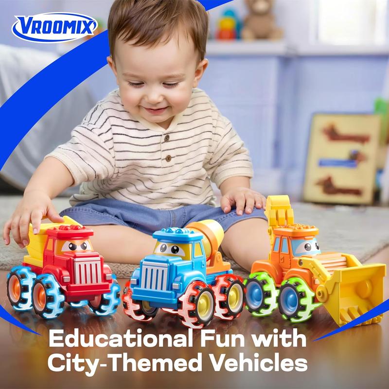 Glow-in-the-Dark Monster Truck Push and Go Toys Set