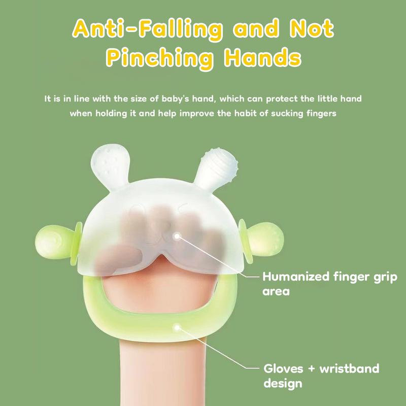 Bunny Baby Teether Mitten with Anti Fall Wristband
