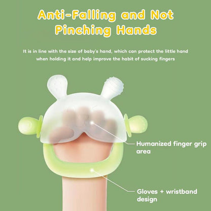 Bunny Baby Teether Mitten with Anti Fall Wristband