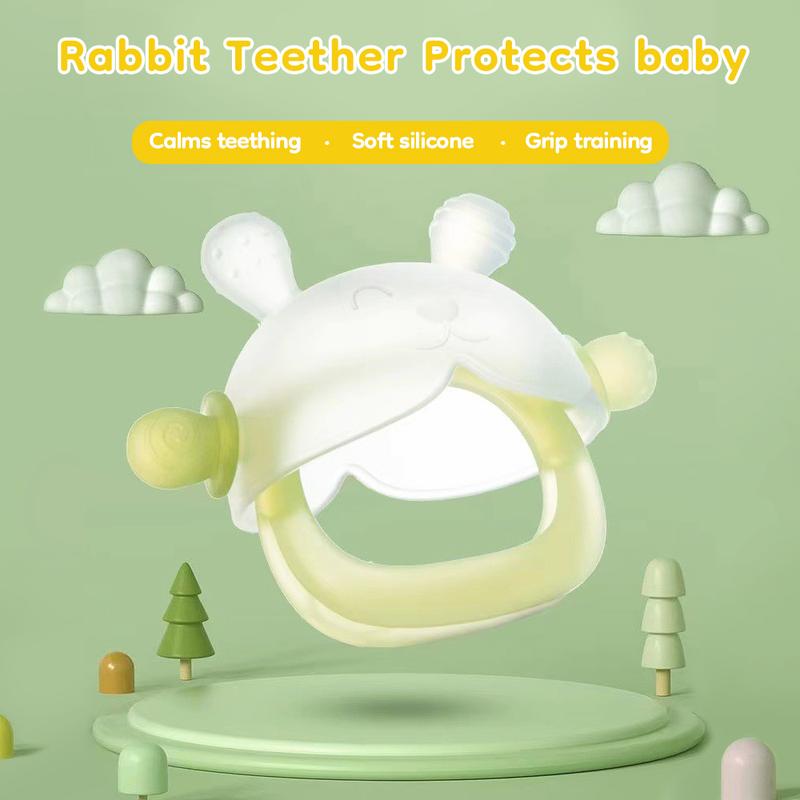 Bunny Baby Teether Mitten with Anti Fall Wristband