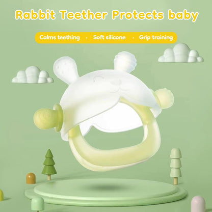 Bunny Baby Teether Mitten with Anti Fall Wristband