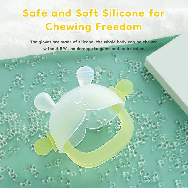 Bunny Baby Teether Mitten with Anti Fall Wristband